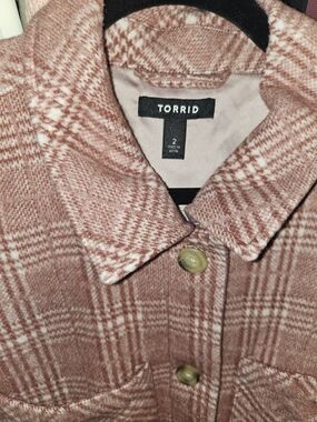 Torrid Pink Plaid Button-Front Jacket Size 2